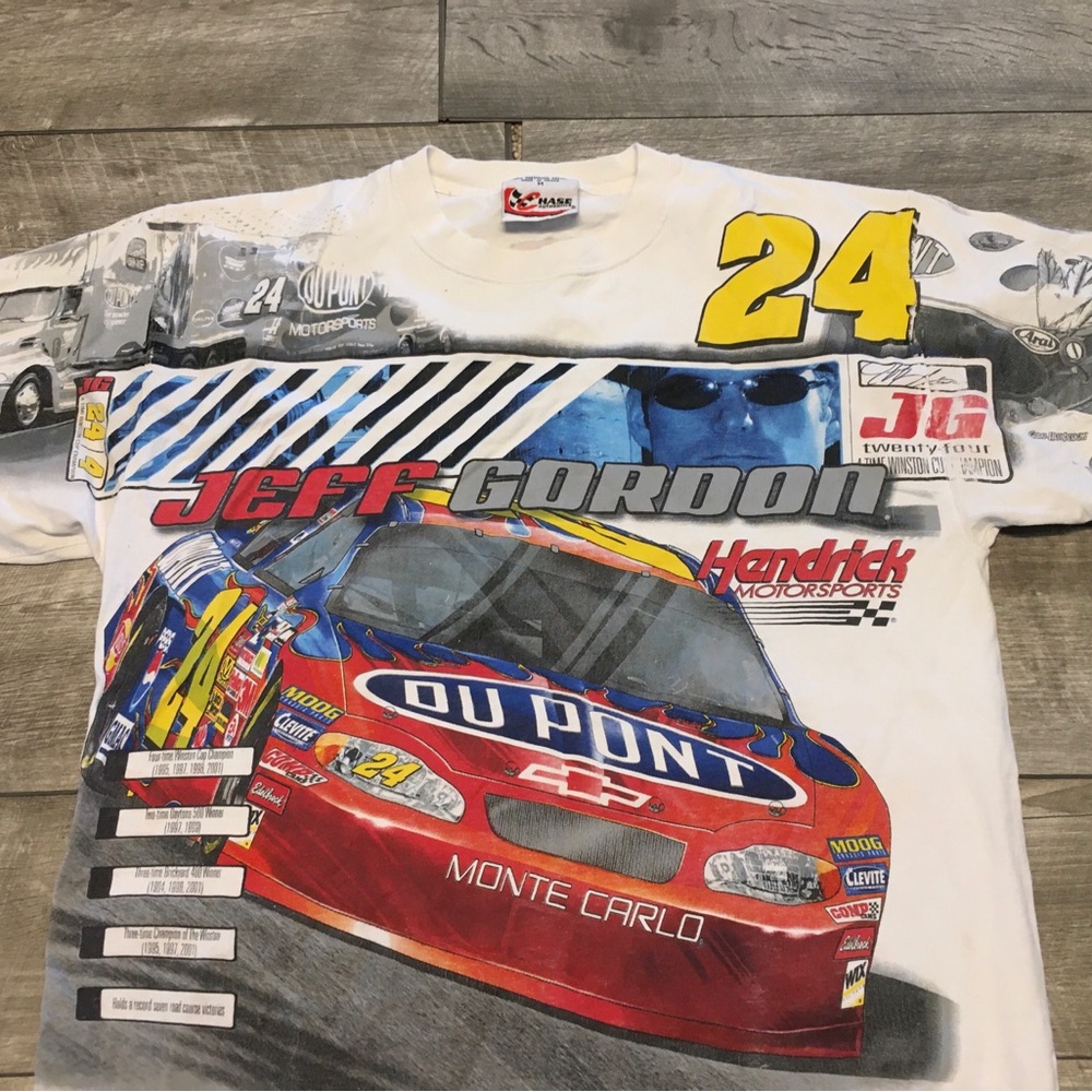 Vtg Chase Authentics Jeff Gordon All Over Racing NASCAR Mens T-shirt Tee Medium - Picture 3 of 9